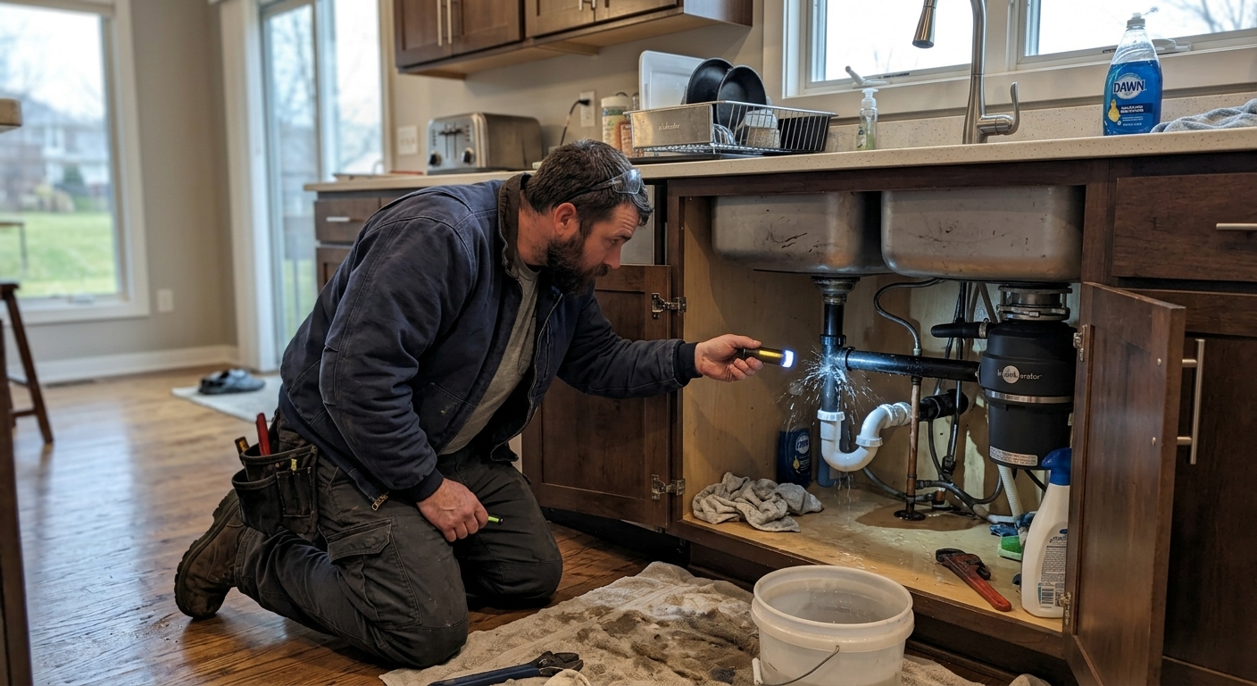 plumber responding to urgent leak in Spring Hill home