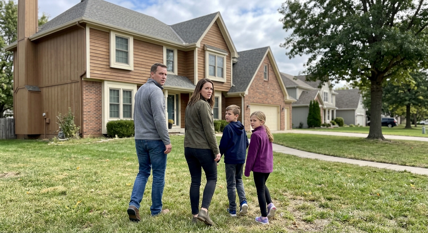 family safely evacuating home due to suspected gas leak