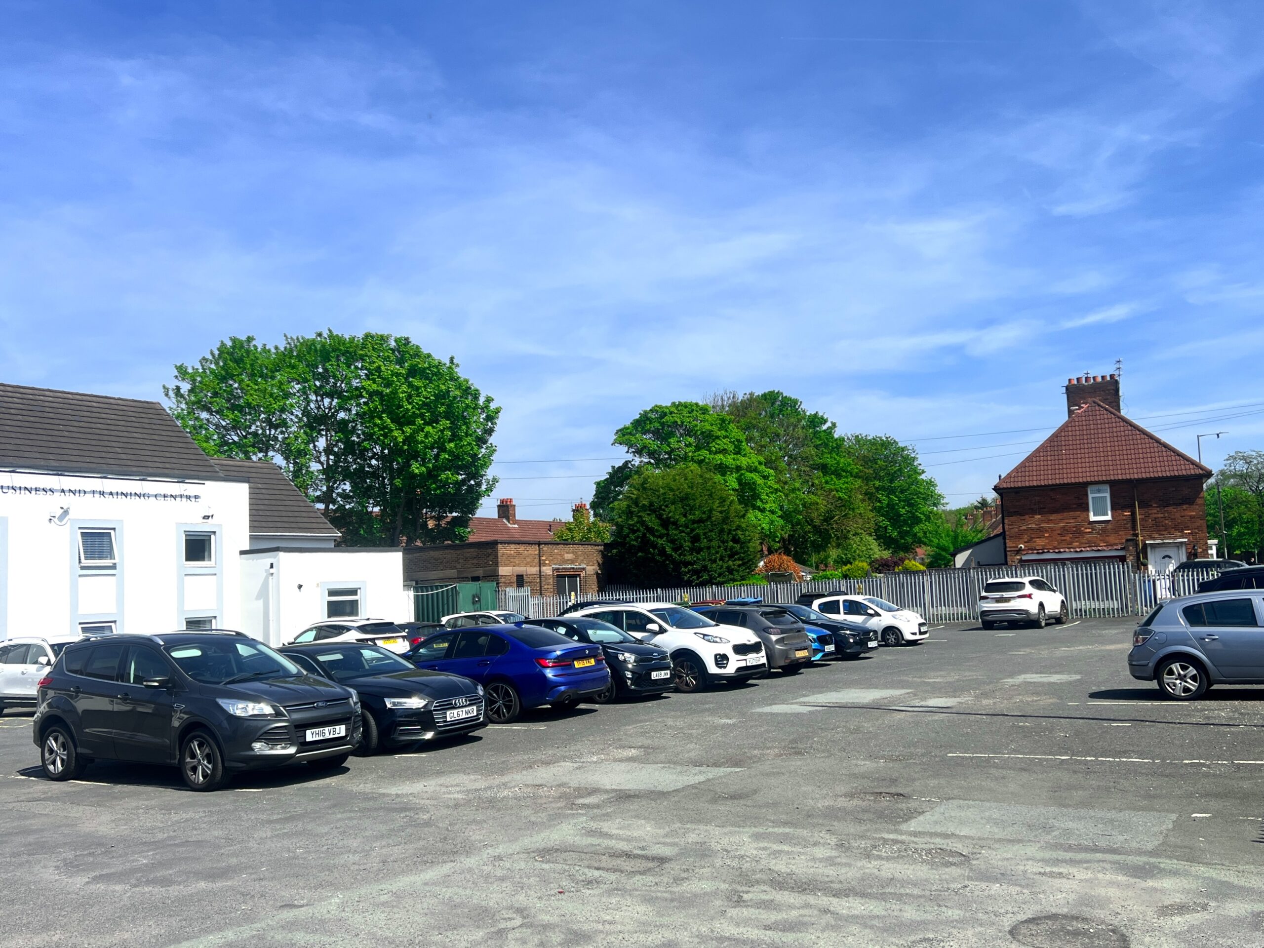 The free car park at the Maggie O'Neill Centre on a sunny day