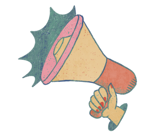 Hand holding a megaphone