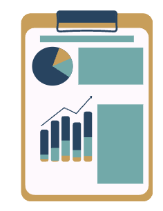 Clip board with various charts and data on it