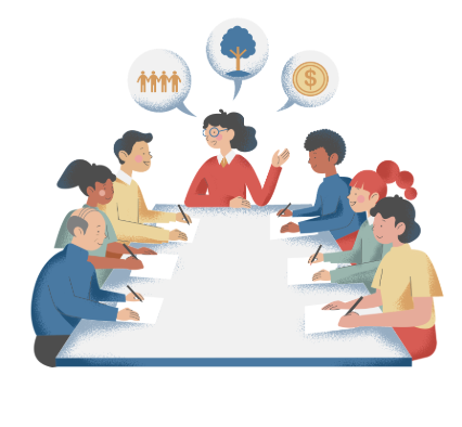 board members sitting around a table sharing ideas