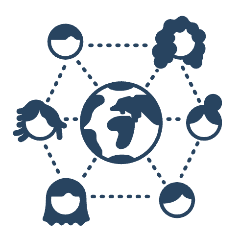 multiple board members being connected to each other and to other areas in the world