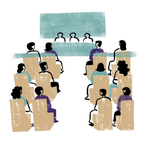 Board meeting with seats full