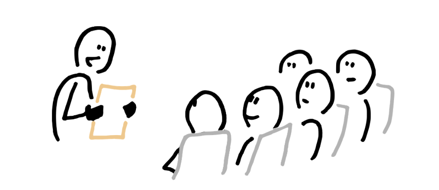 Person presenting to a group of others