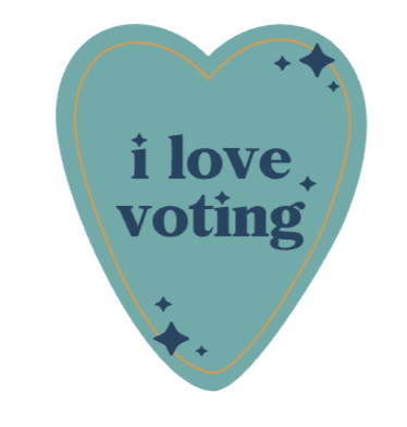 Heart that says I love voting in it