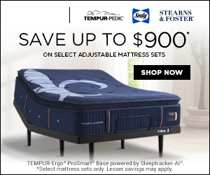 Labor Day mattress sale in Fort Collins offering up to $900 off select adjustable sets from Tempur-Pedic, Sealy, and Stearns & Foster.