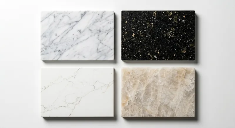 Premium stone selection of quartz granite marble and quartzite samples