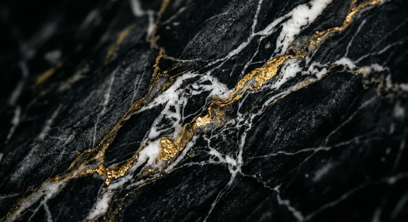 Macro abstract shot of marble veining pattern in black and white