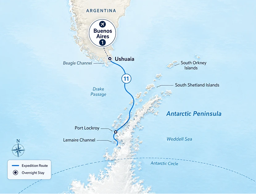 Antarctic expedition route map