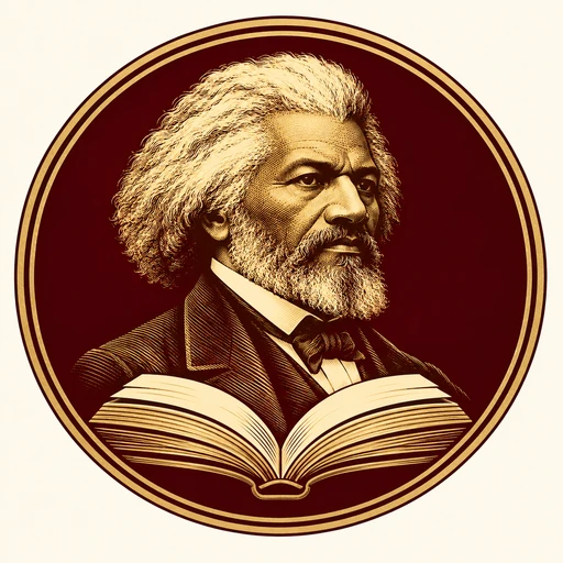 Frederick Douglass portrait above an open book