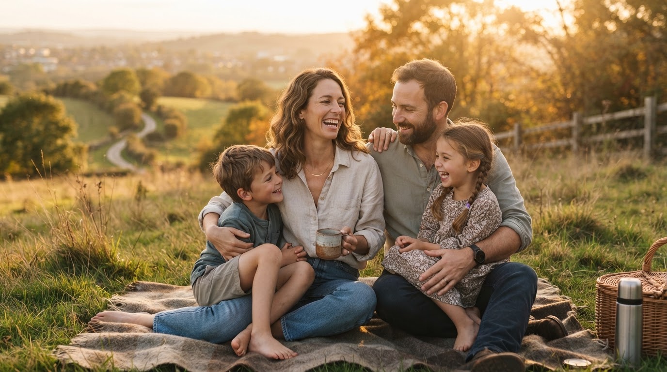 A relaxed business owner enjoying time with their family