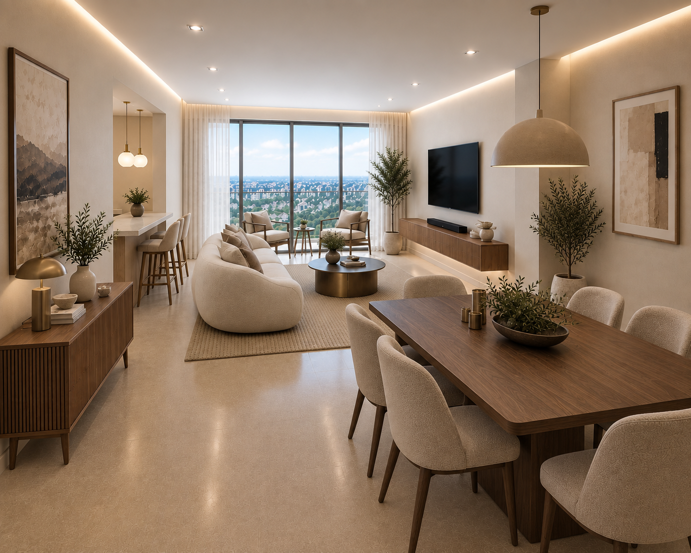 Sala y comedor renovados de Mena Tower