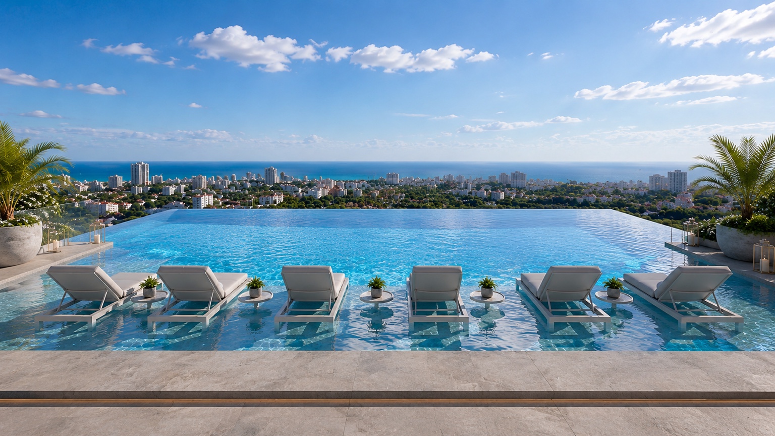 Piscina infinity de Mena Tower durante el día