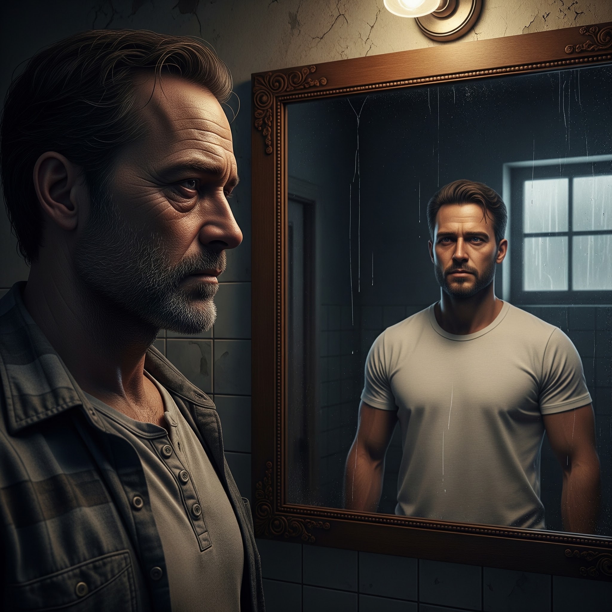 Man in midlife facing male identity crisis, starting the Identity Overhaul to become a Leader.