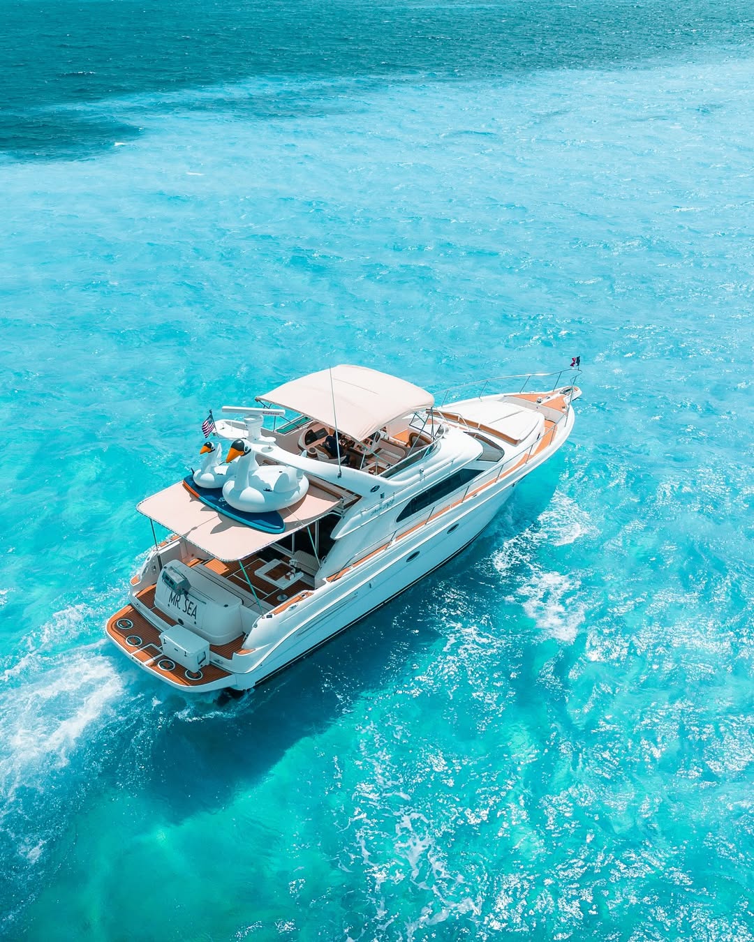 Luxury yacht on turquoise Caribbean waters