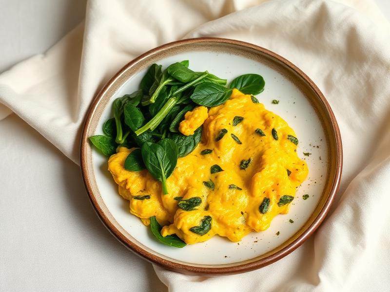 Turmeric Scrambled Eggs with Spinach