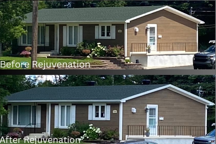 Restored asphalt shingle roof before and after