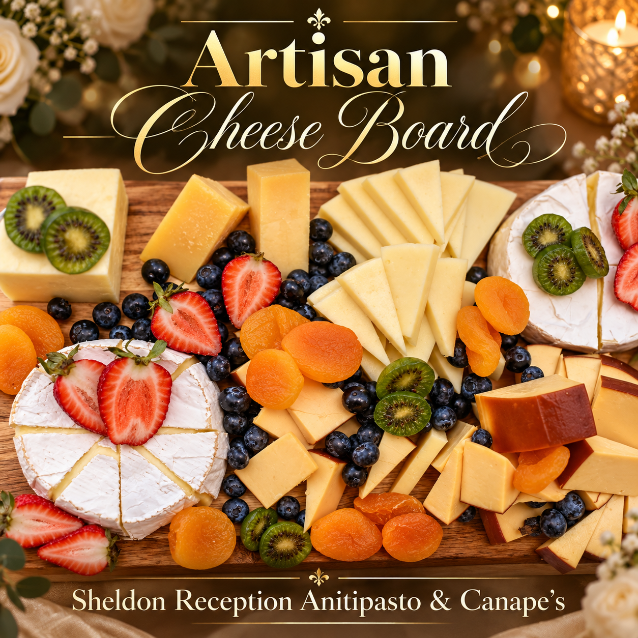 Beautifully presented wedding catering and table styling at Sheldon Reception