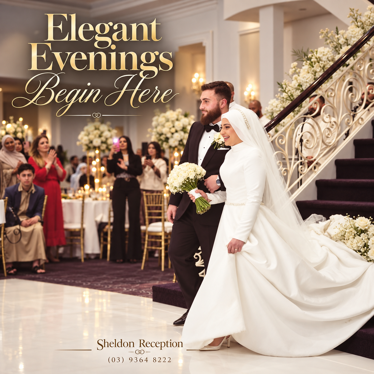 Elegant wedding celebration detail captured at Sheldon Reception