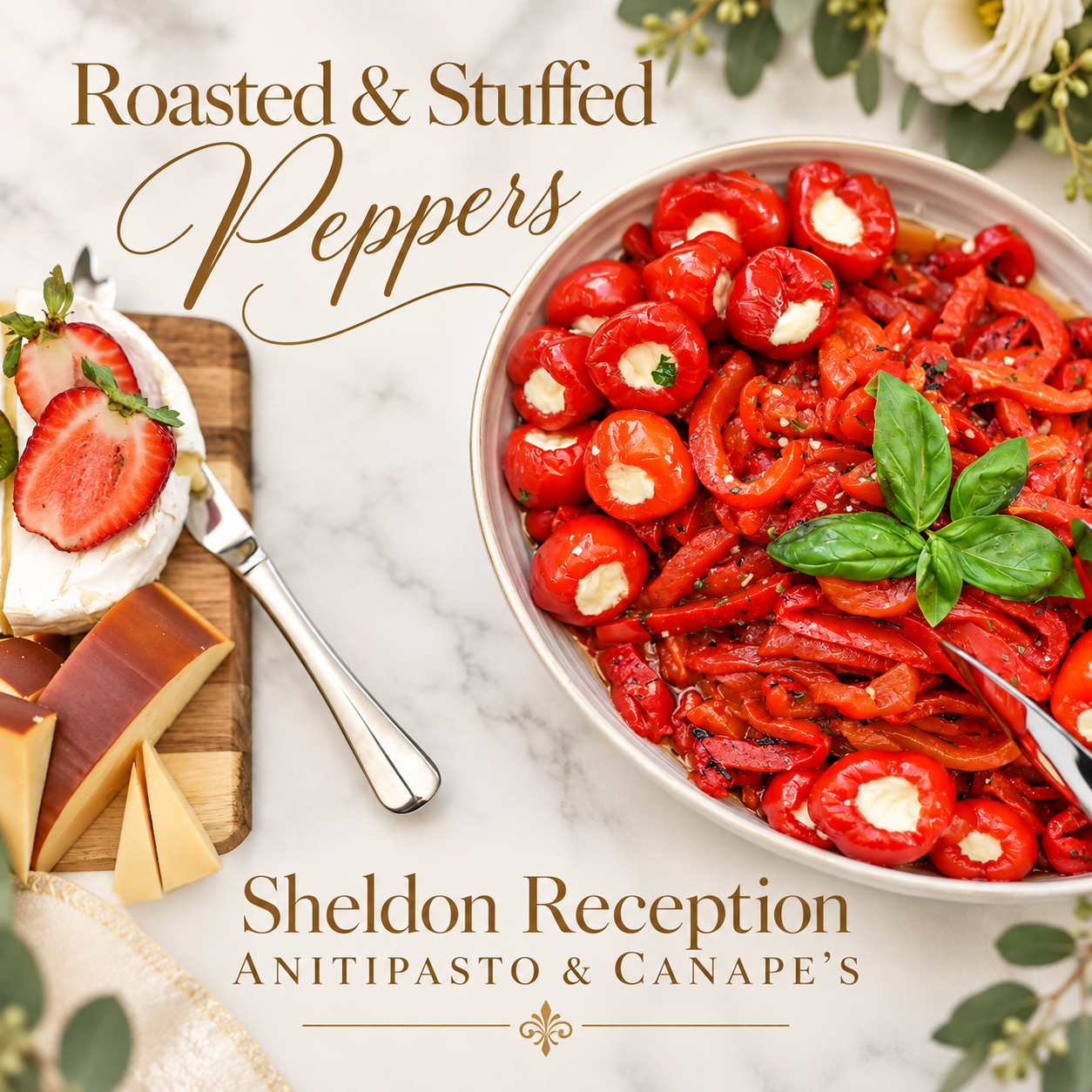 Refined wedding catering and table presentation at Sheldon Reception