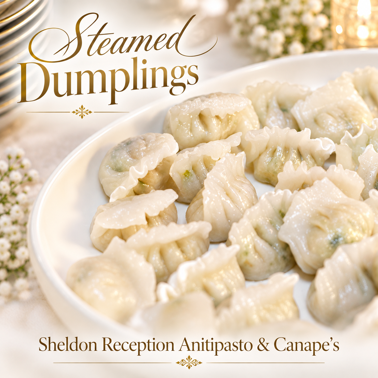 Gourmet celebration catering display at Sheldon Reception