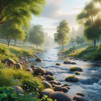 A slow flowing river through nature, representing steady and sustainable forward movement.