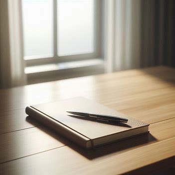 A notebook and pen on a table by a window, representing reflection and thoughtful evaluation during the plateau stage of growth.