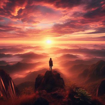 A person overlooking a sunrise from a cliff, symbolizing freedom and new beginnings.