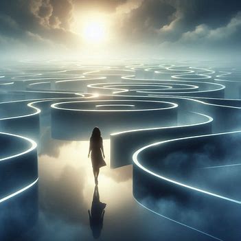 A person walking in a looped path symbolizing self-sabotage and repeating mental patterns.