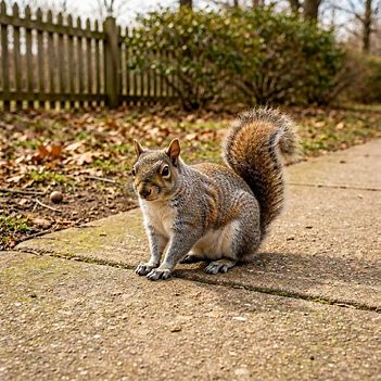 A squirrel paused and looking directly ahead, representing presence and returning to the moment.