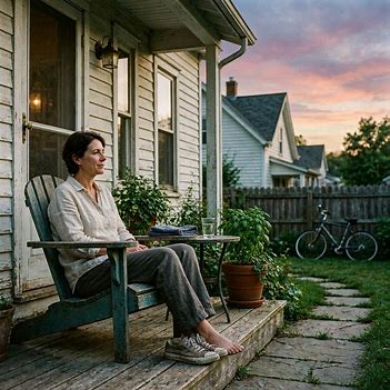 Person sitting quietly outside at dusk after a long difficult day. Person sitting quietly outside at dusk after a long difficult day.