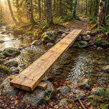 Partially built wooden bridge crossing a stream, symbolizing progress through uncertainty. Partially built wooden bridge crossing a stream, symbolizing progress through uncertainty.