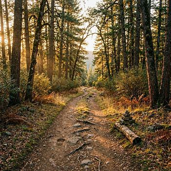 Winding trail through a forest showing how far a journey has already progressed. Winding trail through a forest showing how far a journey has already progressed.