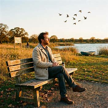 Person peacefully watching birds while appreciating the present moment.
