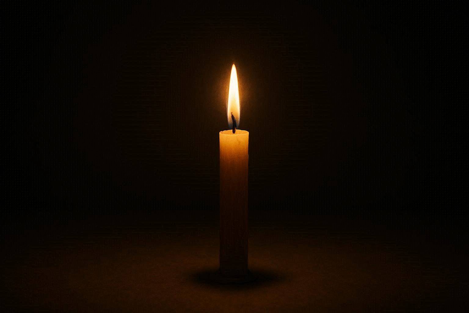 A single candle burning in darkness, representing loss, remembrance, and the clarity that can come from grief A single candle burning in darkness, representing loss, remembrance, and the clarity that can come from grief
