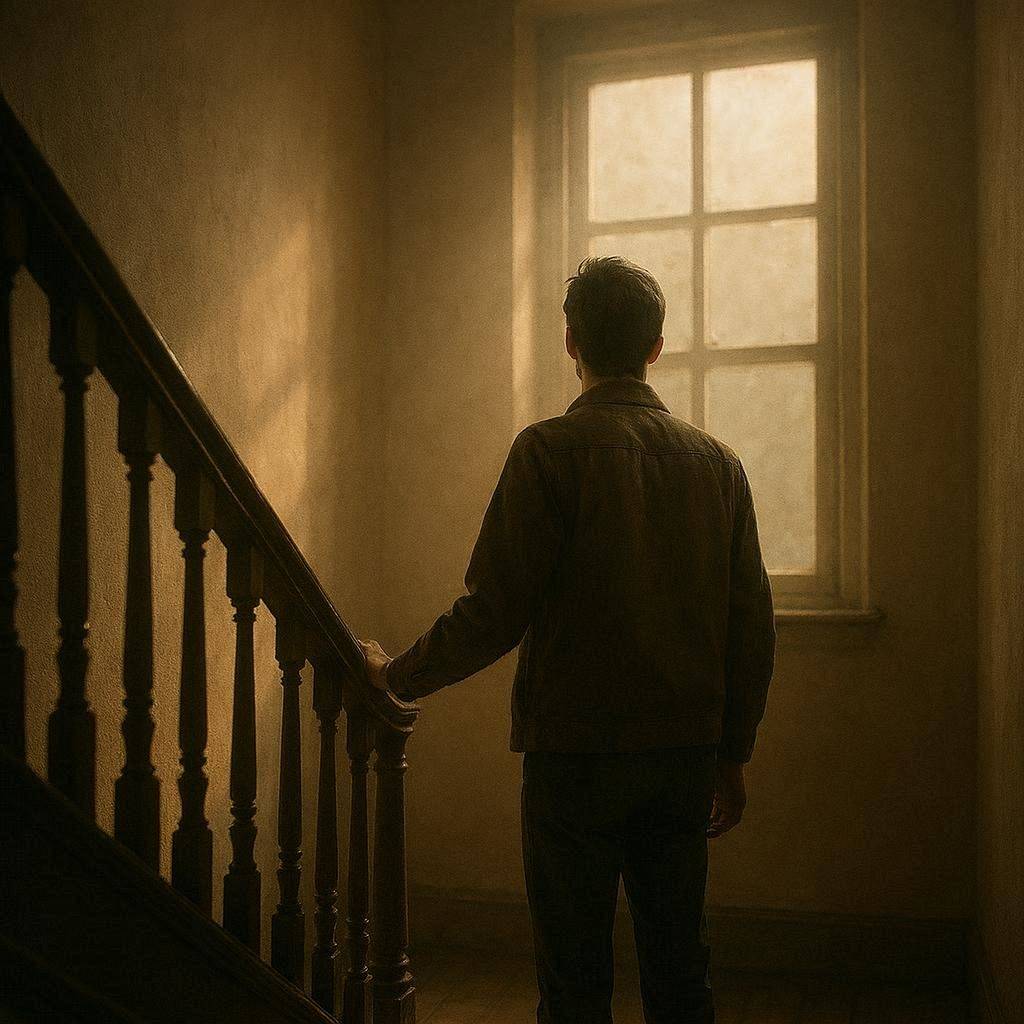 A person at the bottom of a staircase looking upward toward light, representing the first small steps of physical recovery A person at the bottom of a staircase looking upward toward light, representing the first small steps of physical recovery