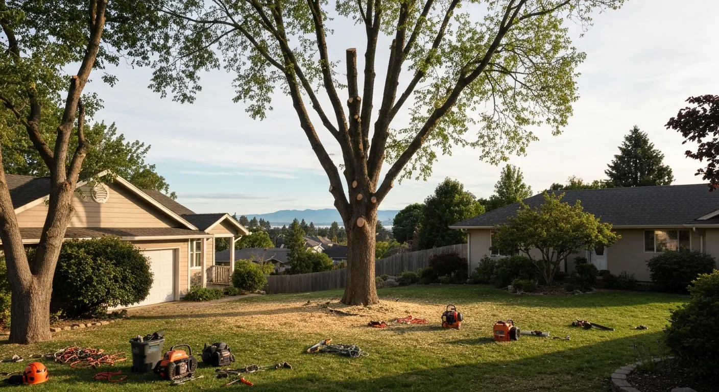 Crown reduction for tall tree pruning