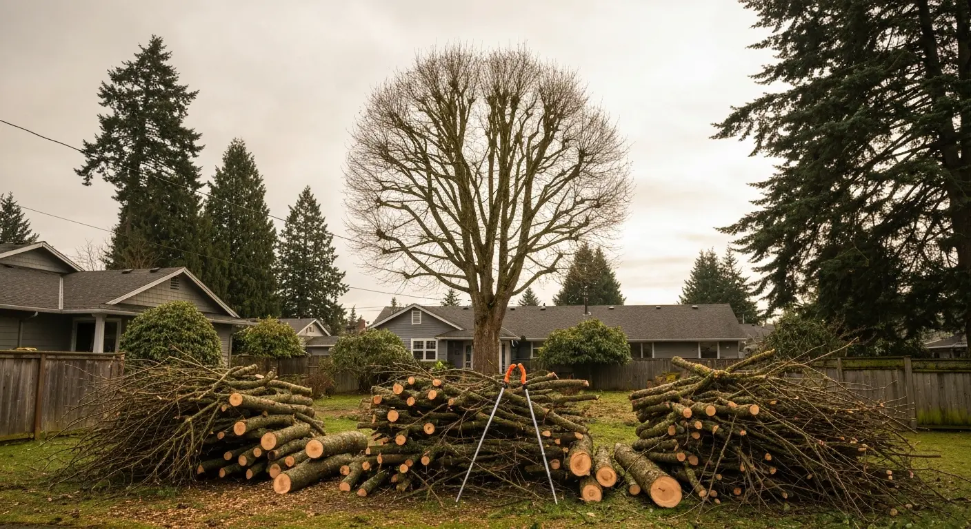 Overgrown tree removal and pruning