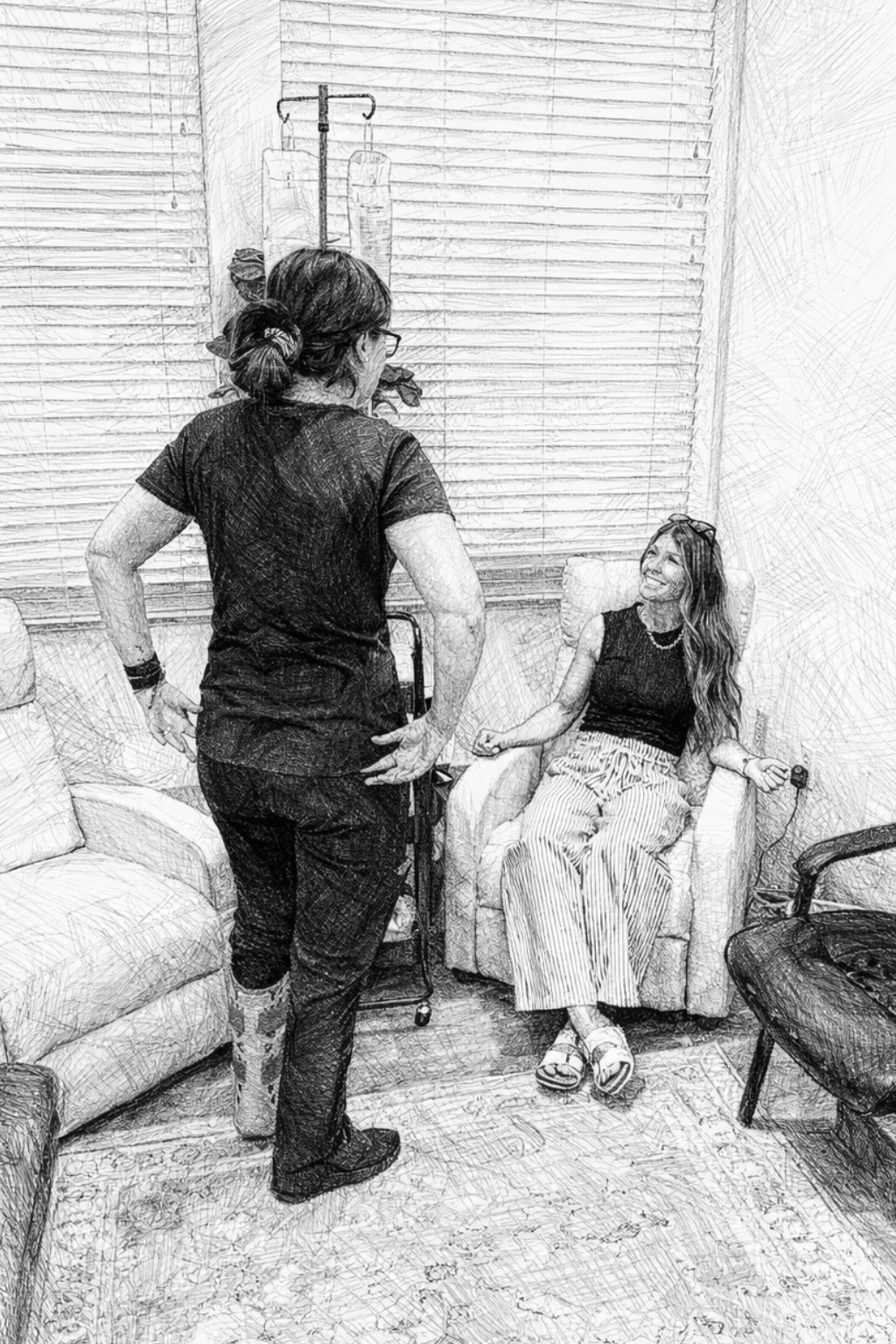 Patient receiving umbilical cord stem cell IV therapy