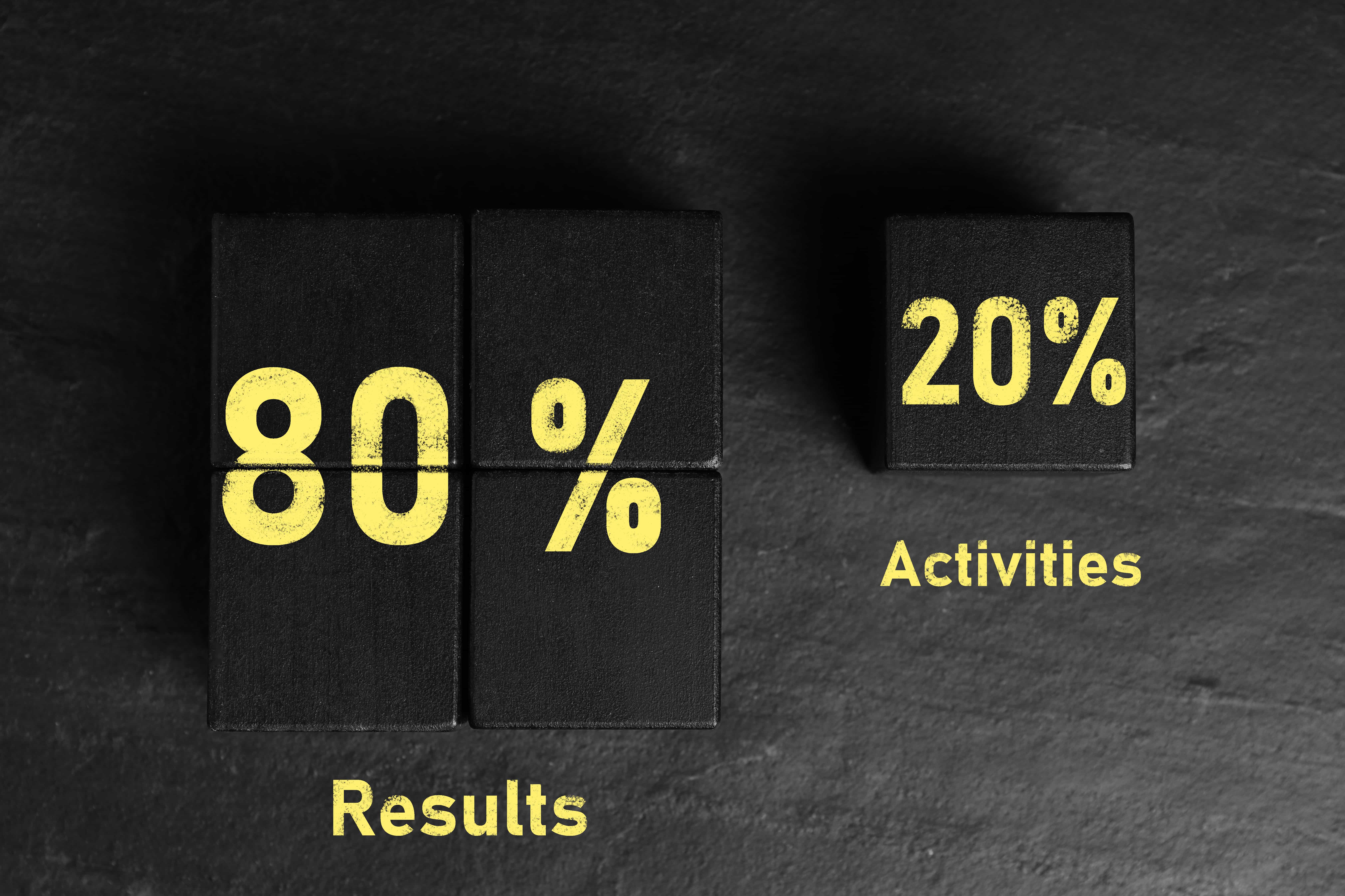 An infographic-style image of black blocks illustrating the Pareto Principle, where 20% of activities lead to 80% of results, used for business consulting in Florida. An infographic-style image of black blocks illustrating the Pareto Principle, where 20% of activities lead to 80% of results, used for business consulting in Florida.