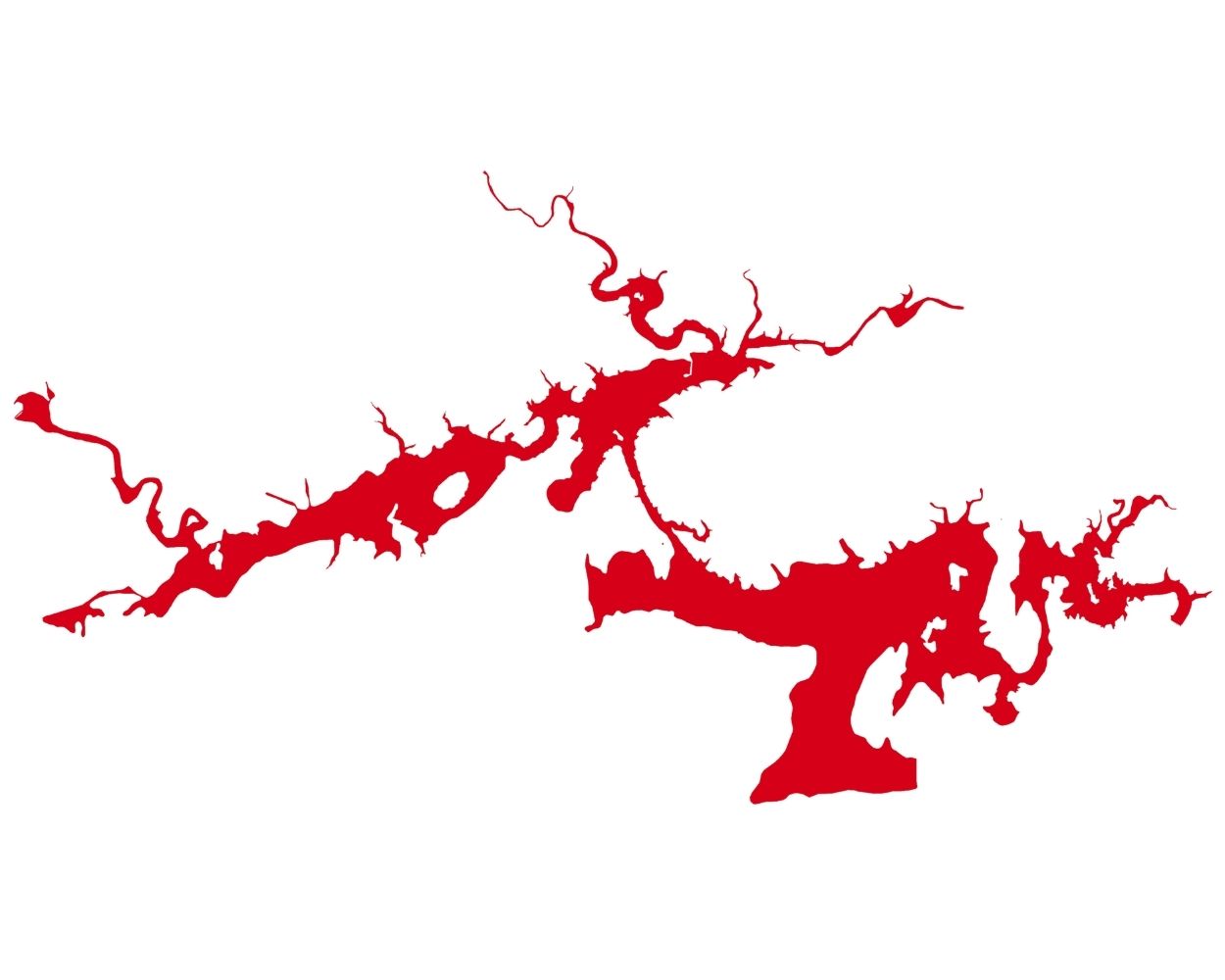 Silhouette of Greers Ferry Lake in Arkansas