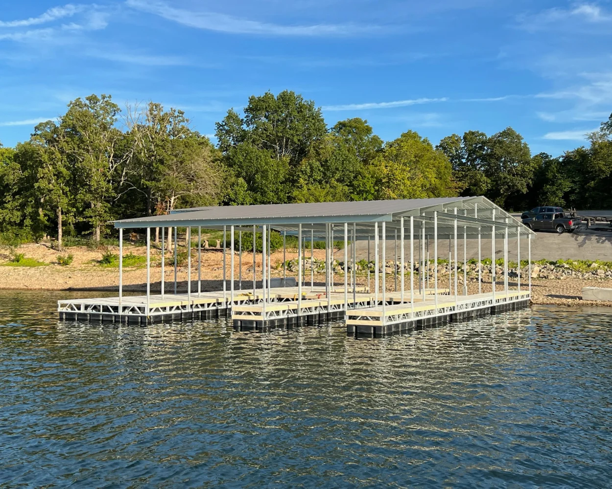 Floating dock against the shore