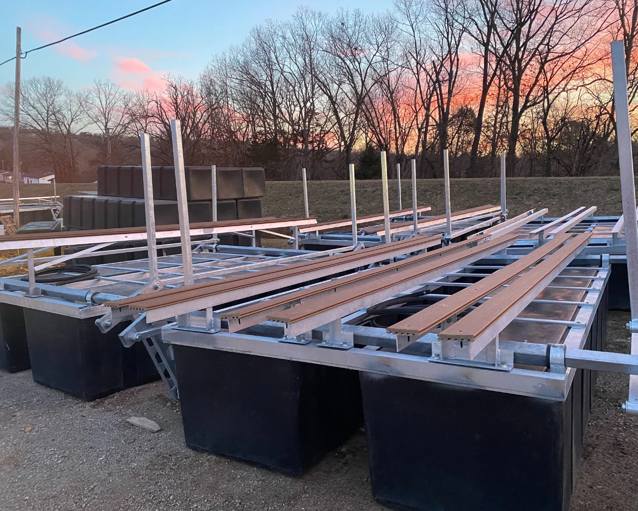 Boat lift on the ground outside