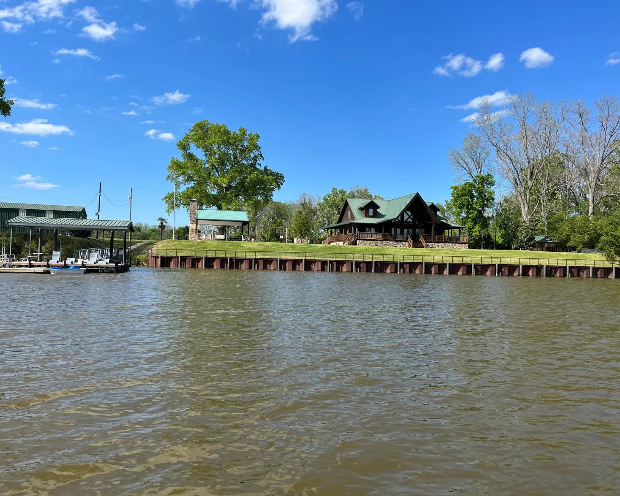 Seawall around a lake house