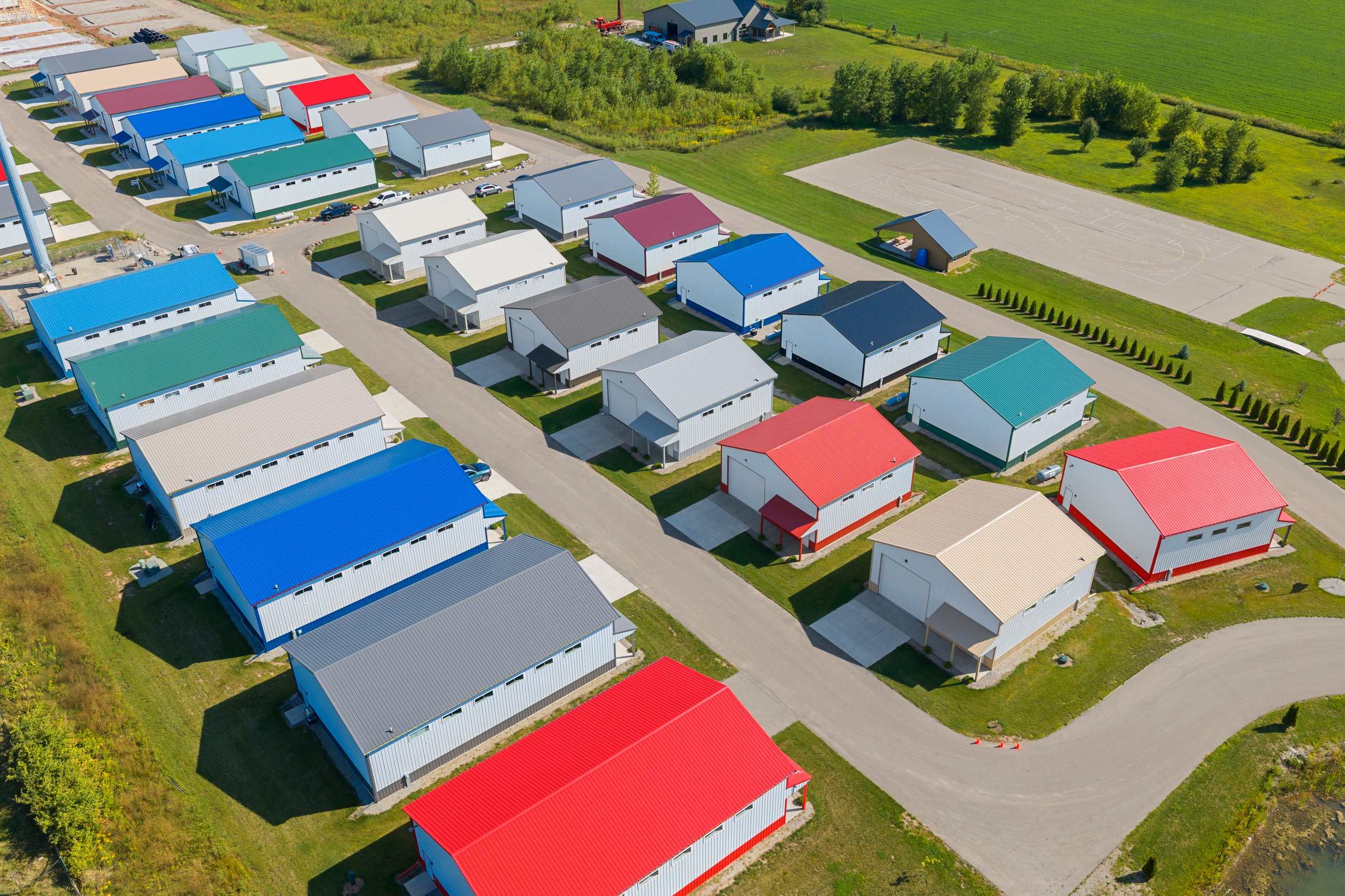 Aerial view of the Fox Valley Man Caves development