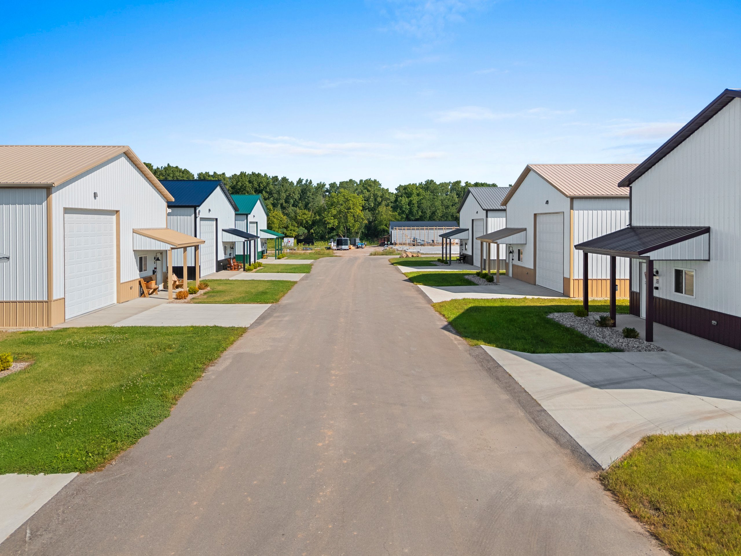 Drive-through view between Fox Valley Man Caves units