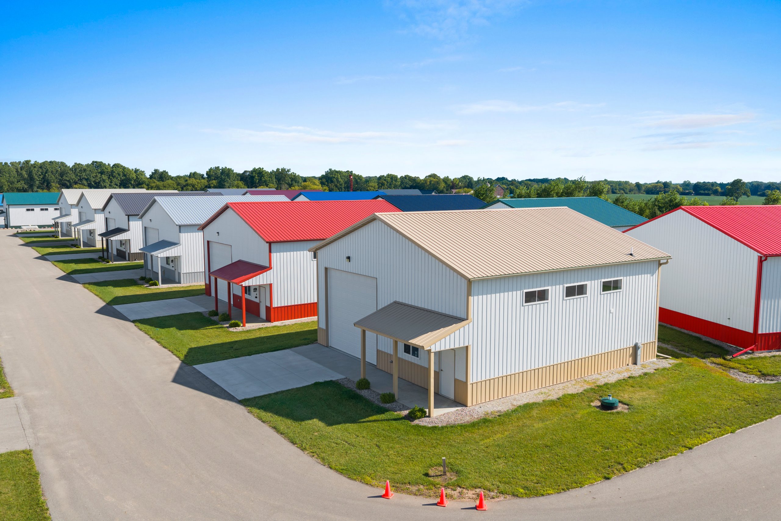 Aerial view of the Fox Valley Man Caves unit row