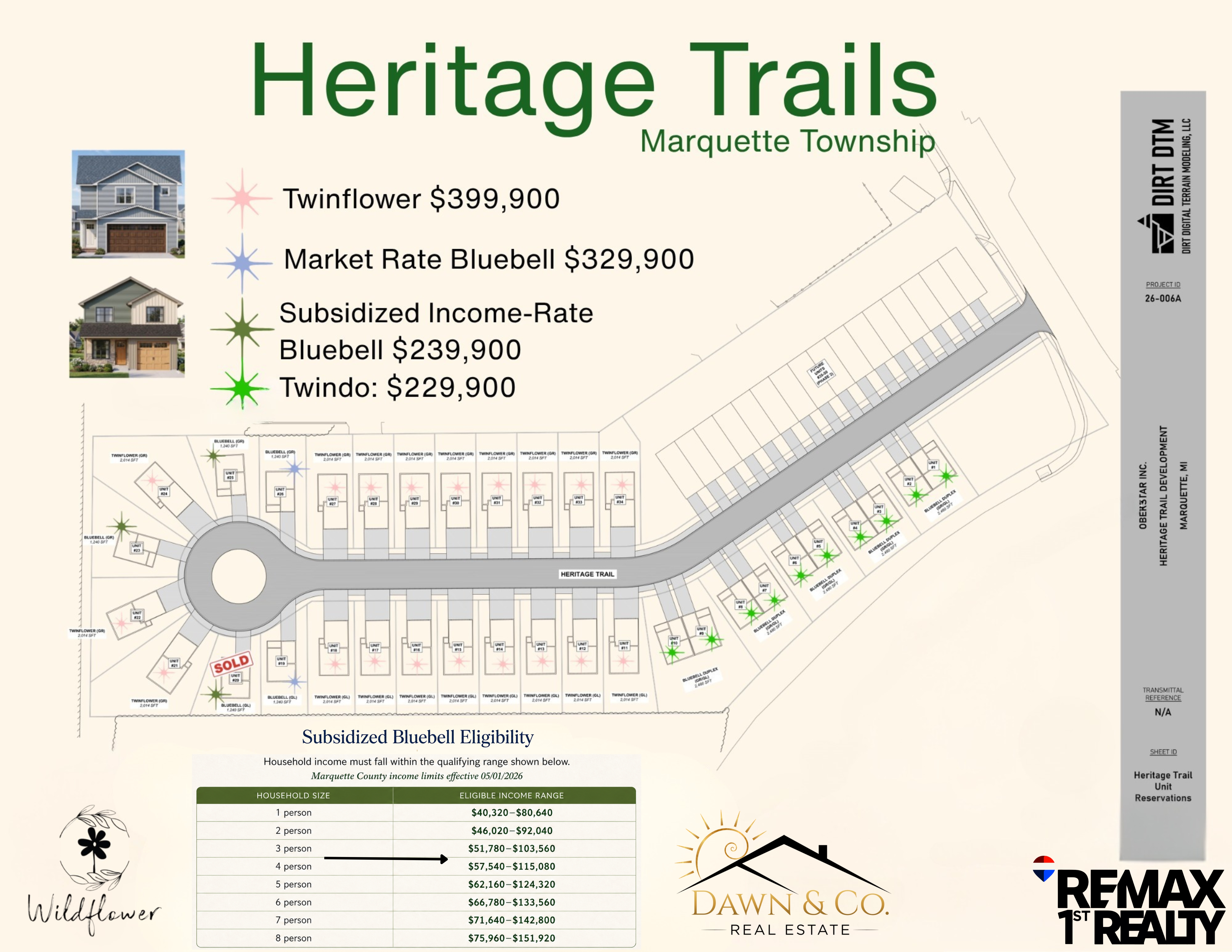 Heritage Trails site plan — tap an available lot