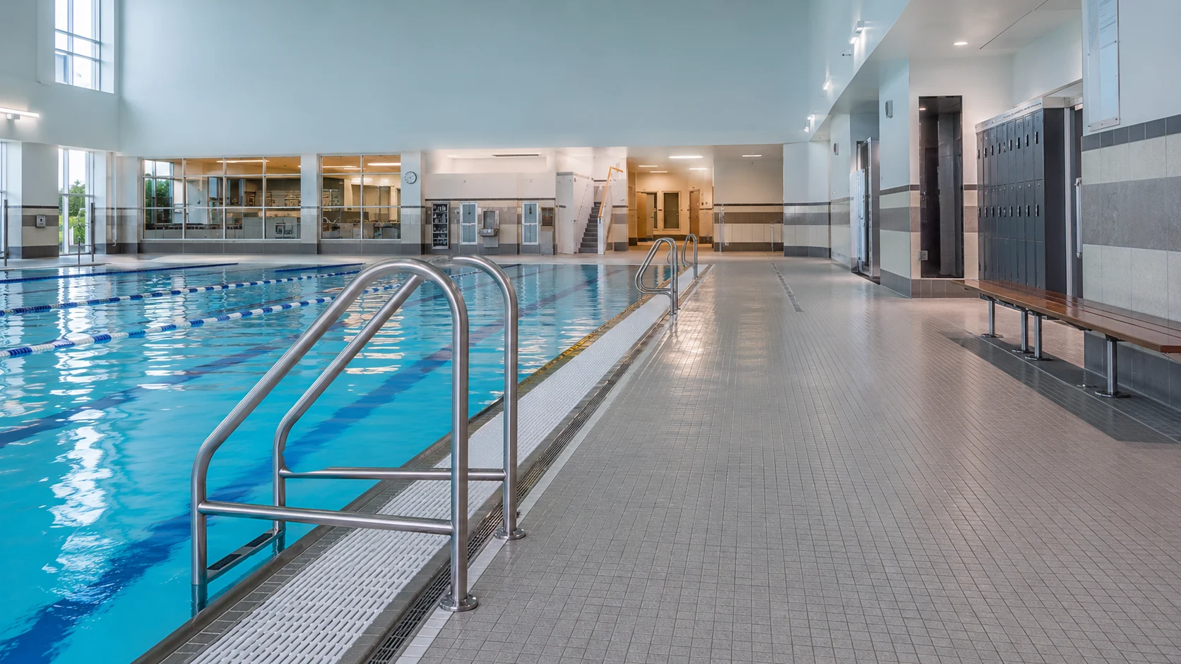 Indoor pool deck and aquatic facility — professionally cleaned